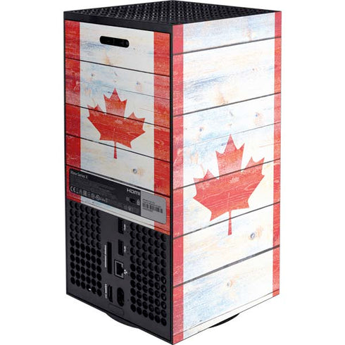 Canada Flag Light Wood Xbox Series X Console Skin